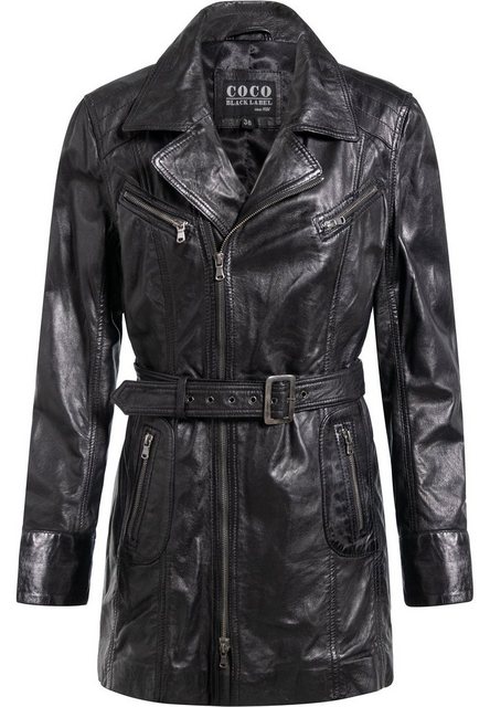 COCO Black Label since1986 Lederjacke SARA Ledermantel mit Gürtel und Rever günstig online kaufen