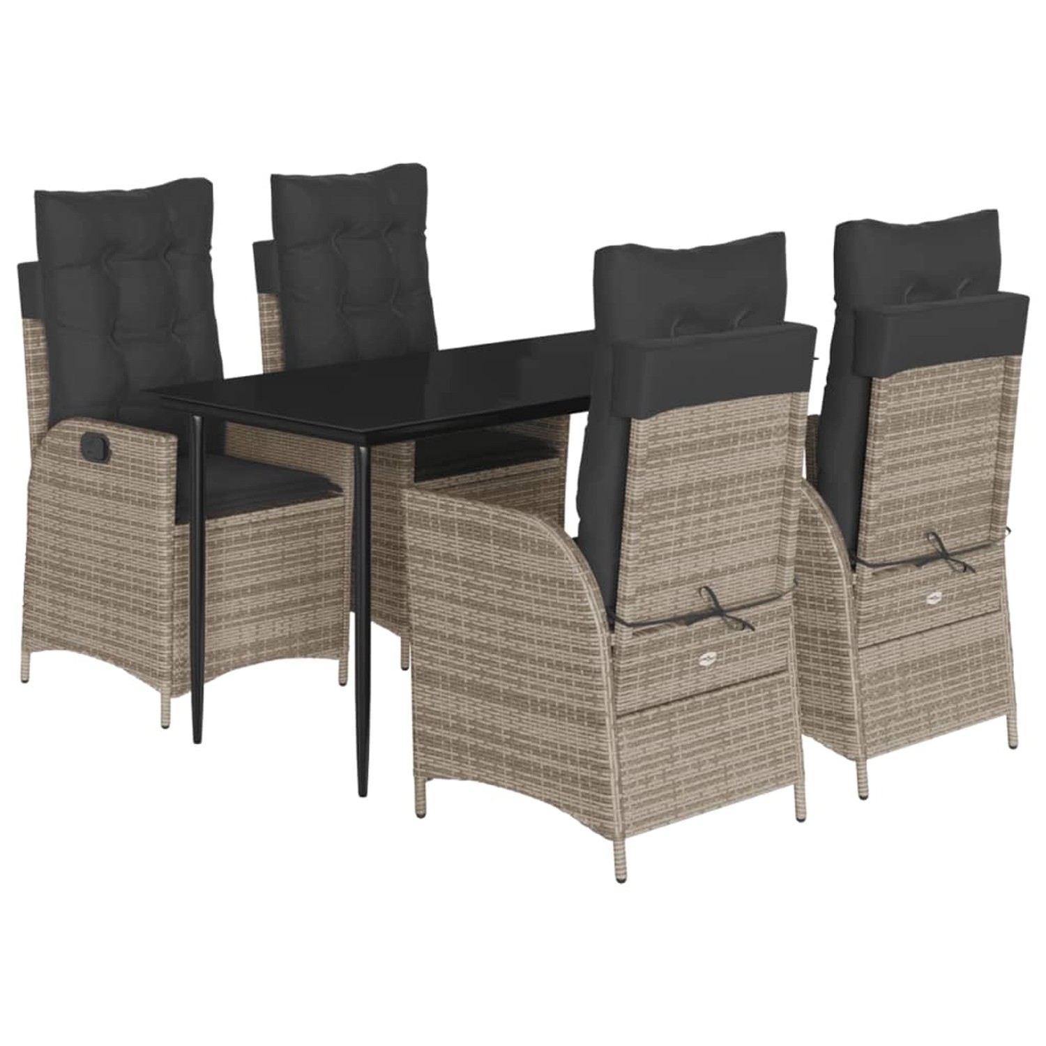 vidaXL 5-Tlg Garten-Essgruppe mit Kissen Grau Poly Rattan 3213217 günstig online kaufen