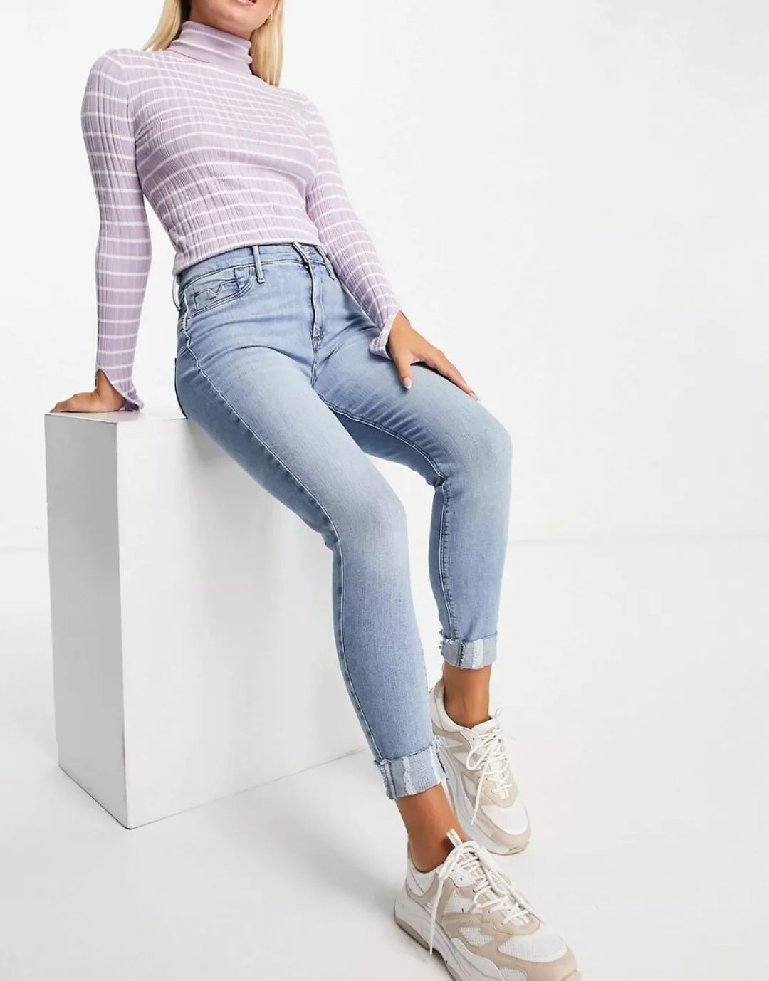 River Island – Jeans mit engem Schnitt, hohem Bund und Formeffekt für den P günstig online kaufen