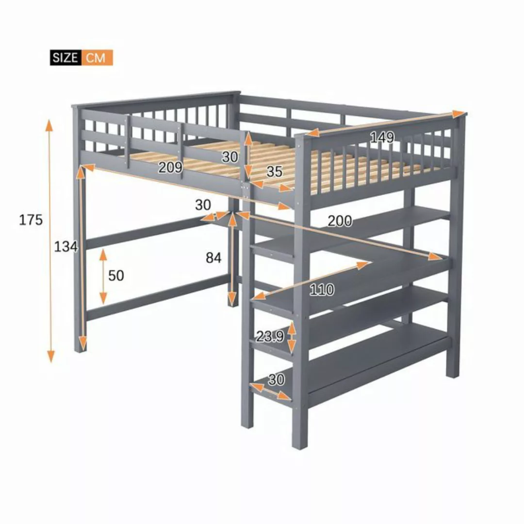 REDOM Kinderbett Jugendbett mit Lattenrost ohne Matratze (140x200 cm, mit A günstig online kaufen