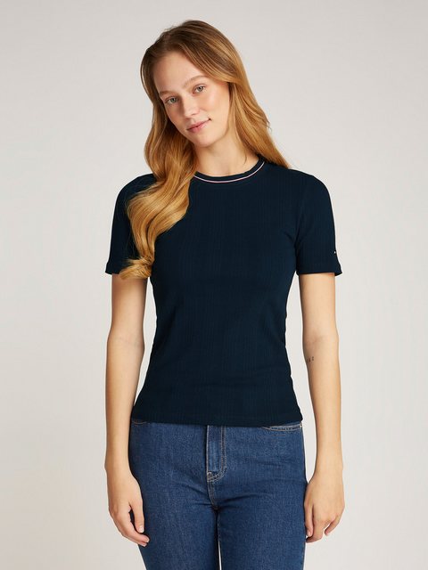 Tommy Hilfiger T-Shirt RWB SLIM TEE SS C-NK mit Kontrast-Details, Struktur günstig online kaufen