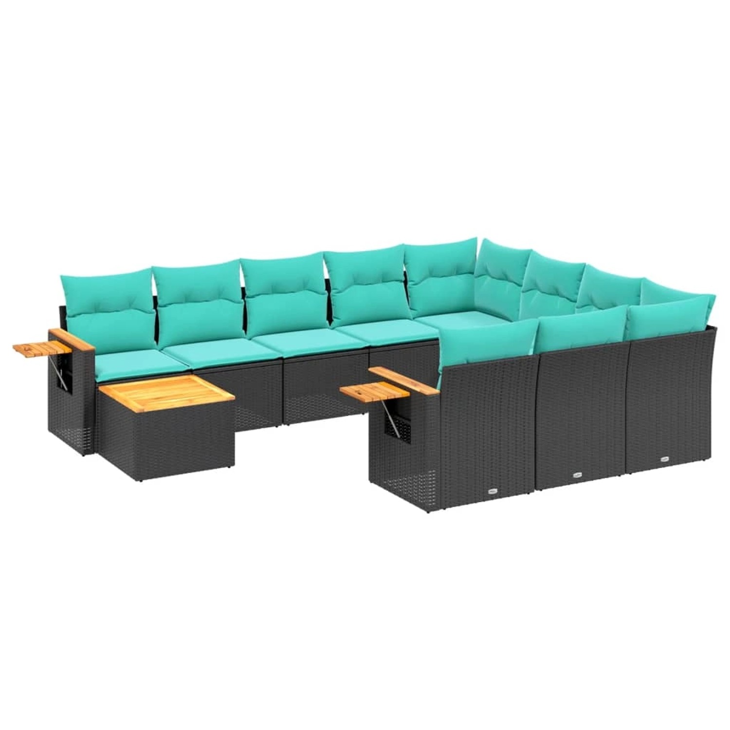 vidaXL 11-Tlg Garten-Sofagarnitur mit Kissen Schwarz Poly Rattan 3227205 günstig online kaufen