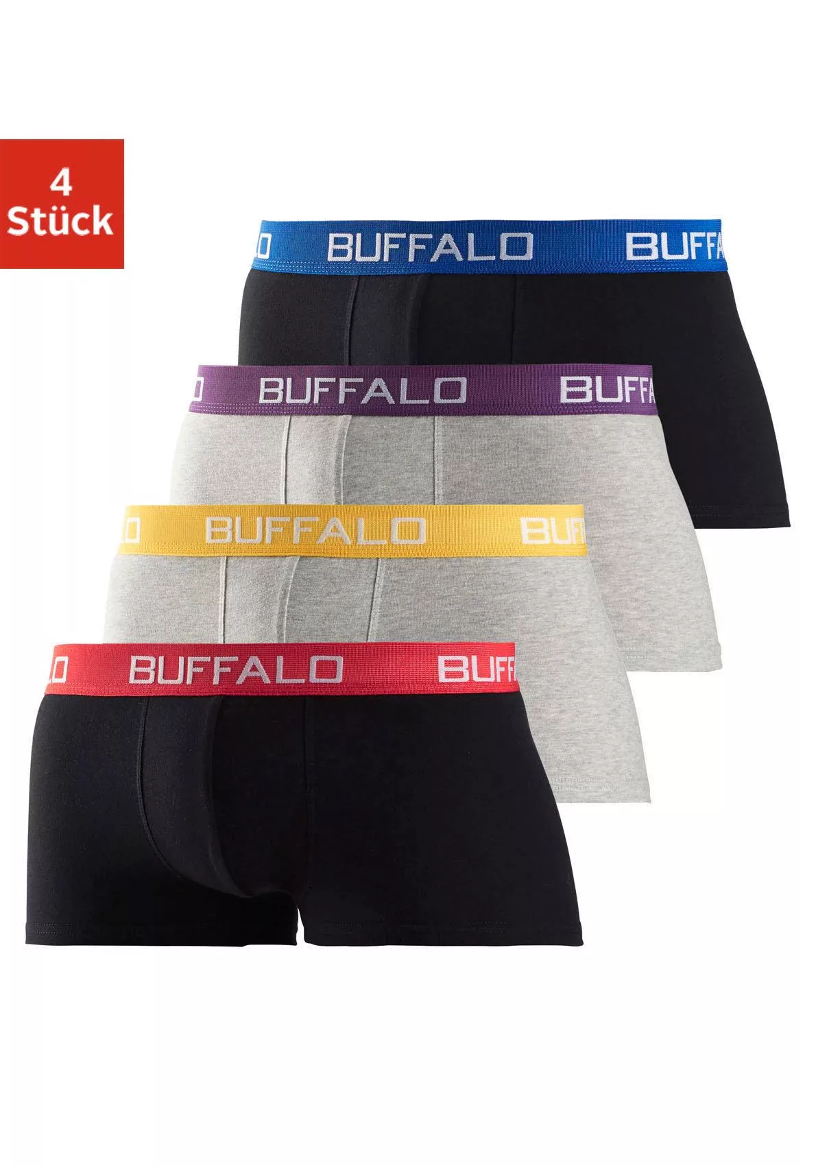 Buffalo Hipster, (Packung, 4 St.), Boxershorts mit Kontrastbund aus Baumwol günstig online kaufen