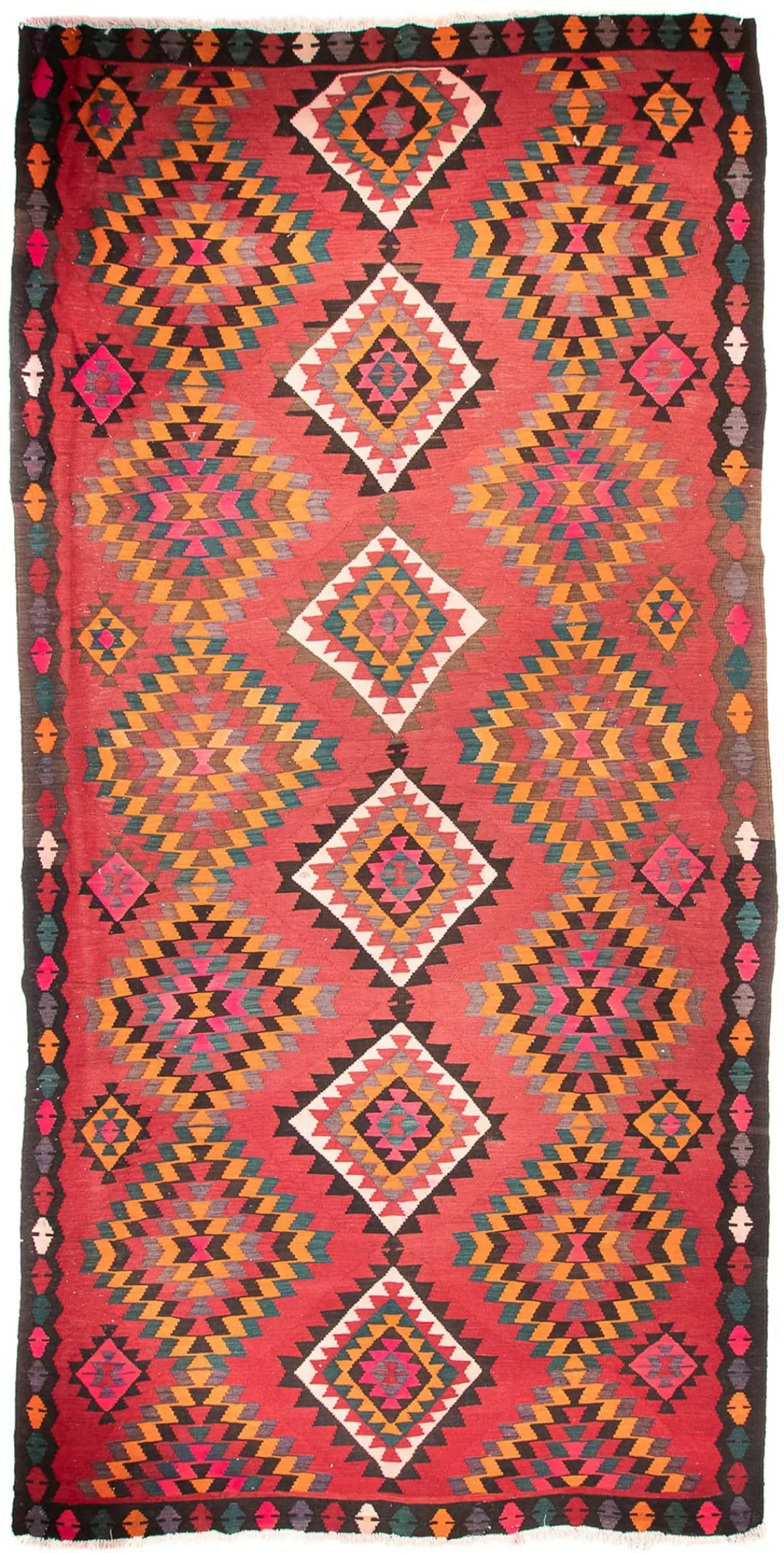 morgenland Wollteppich »Kelim - Old - 430 x 210 cm - rot«, rechteckig, 4 mm günstig online kaufen