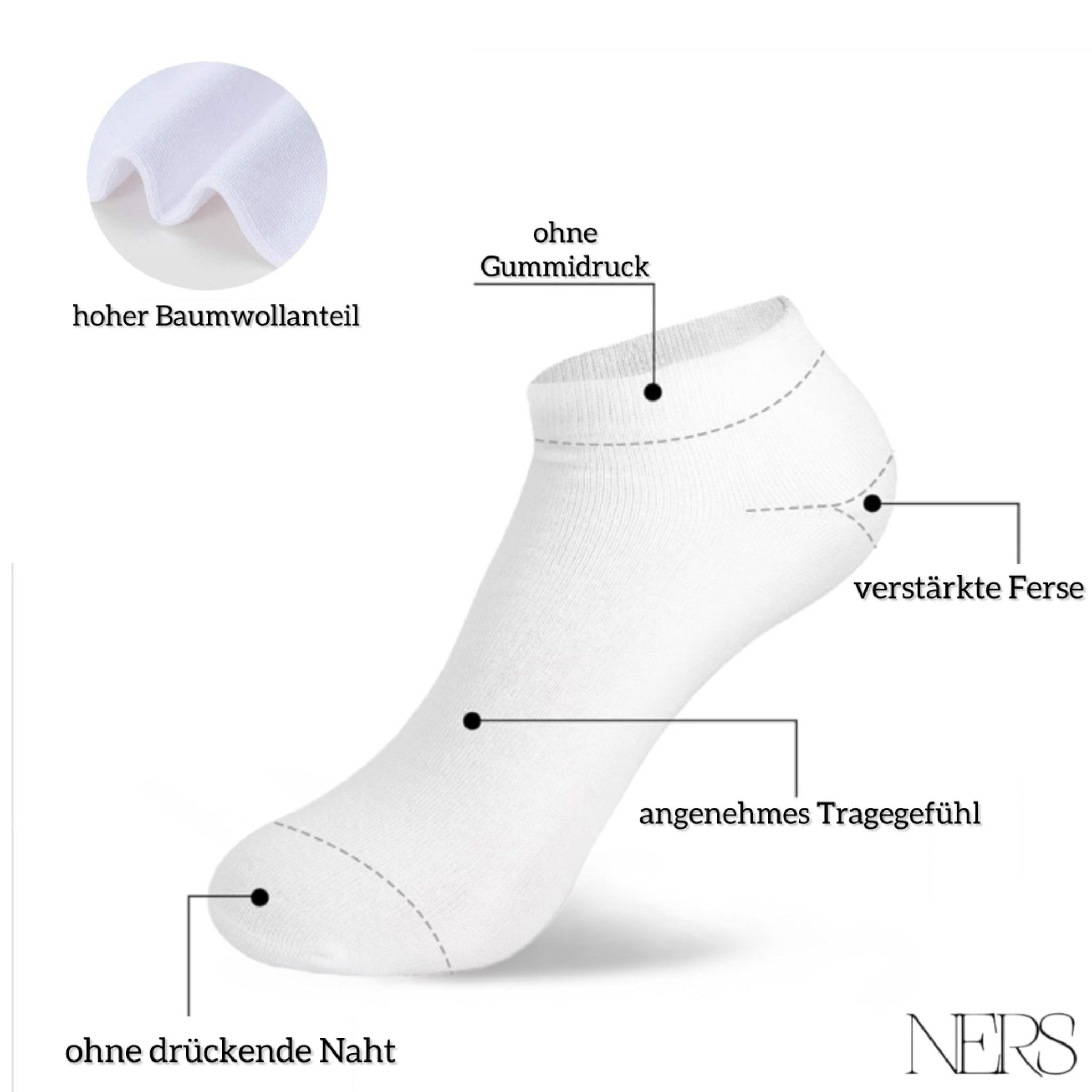 NERS Kurzsocken aus Baumwolle 10-20 Paar, günstig online kaufen