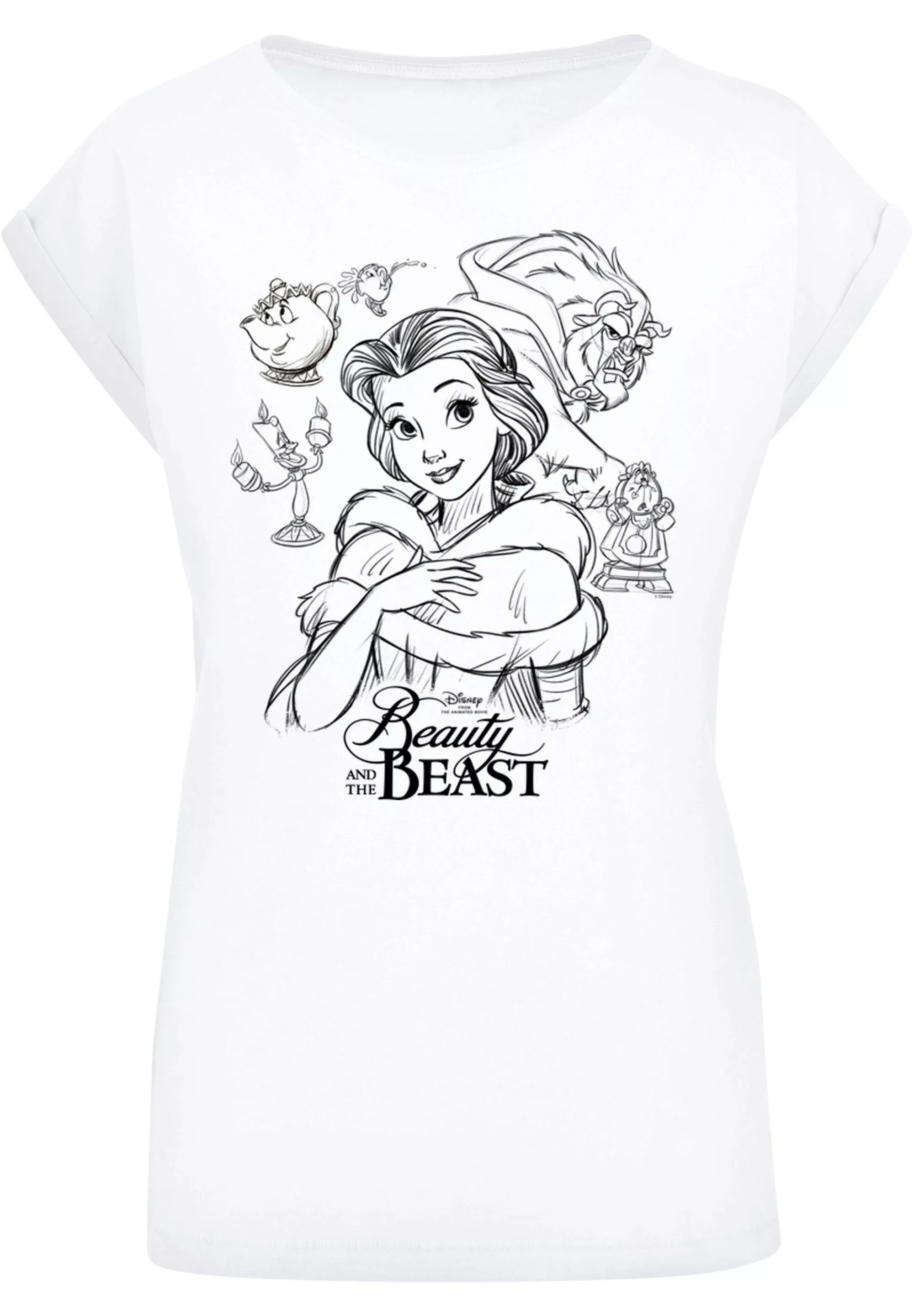 F4NT4STIC T-Shirt "Disney Die Schöne und das Biest Collage Zeichnung", Dame günstig online kaufen