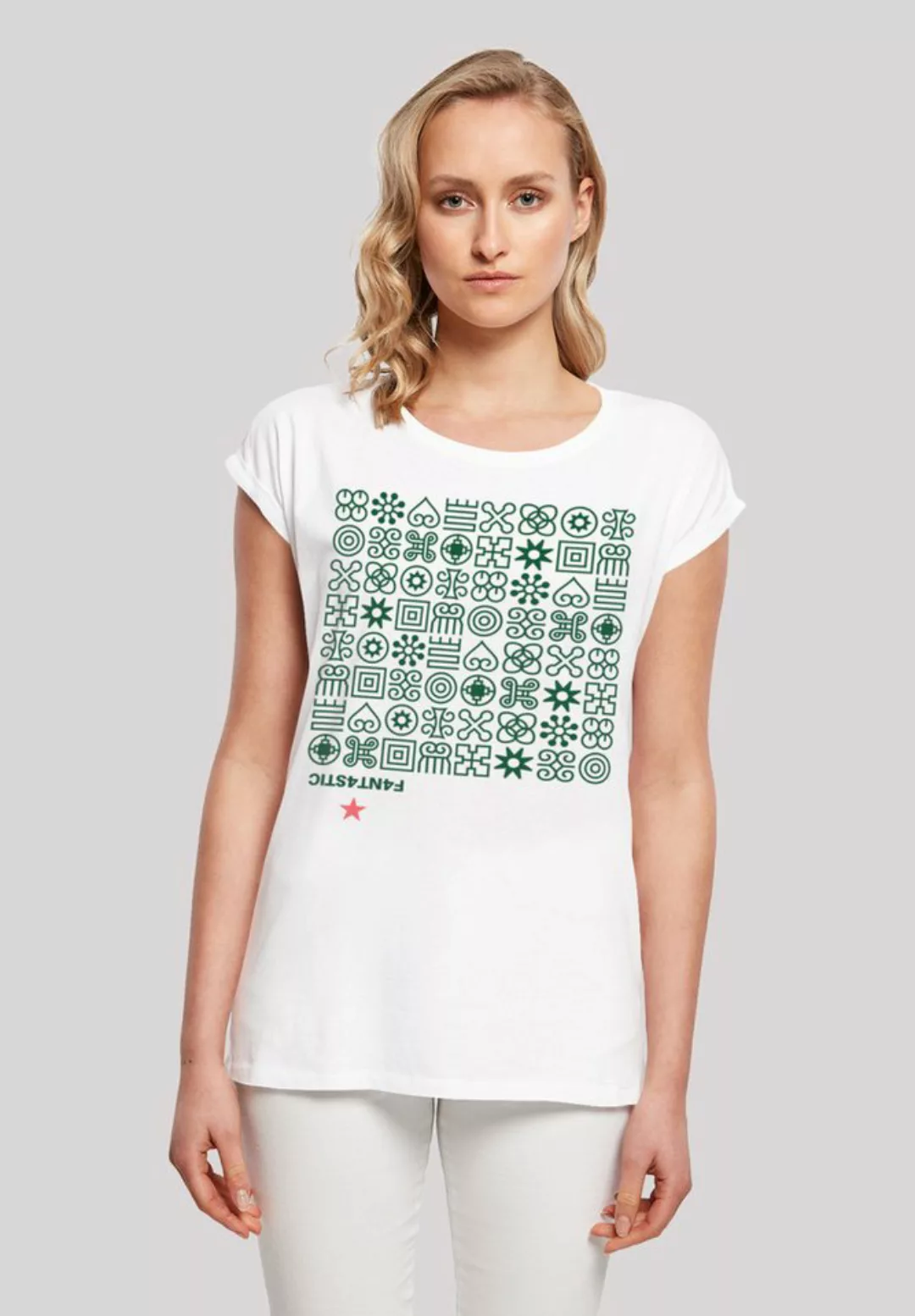 F4NT4STIC T-Shirt Muster Grün Symbole Print günstig online kaufen