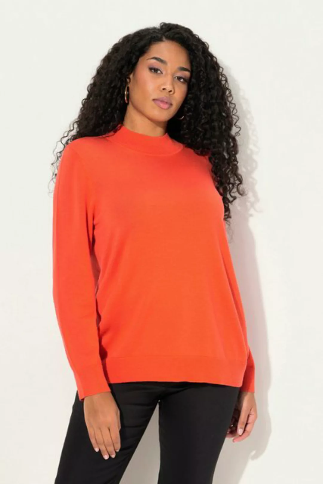 Ulla Popken Strickpullover Pullover edle Schurwoll-Seidenmischung Stehkrage günstig online kaufen