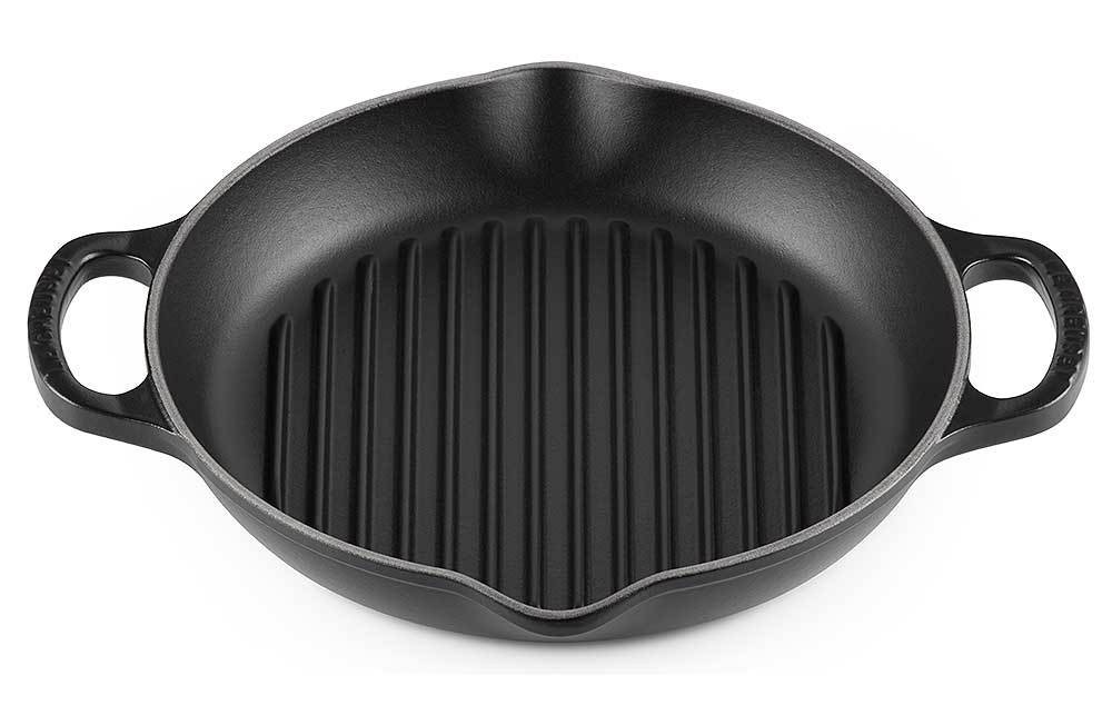 Le Creuset Grillpfanne Signature Rund mit 2 Griffen Gusseisen Schwarz 25cm günstig online kaufen