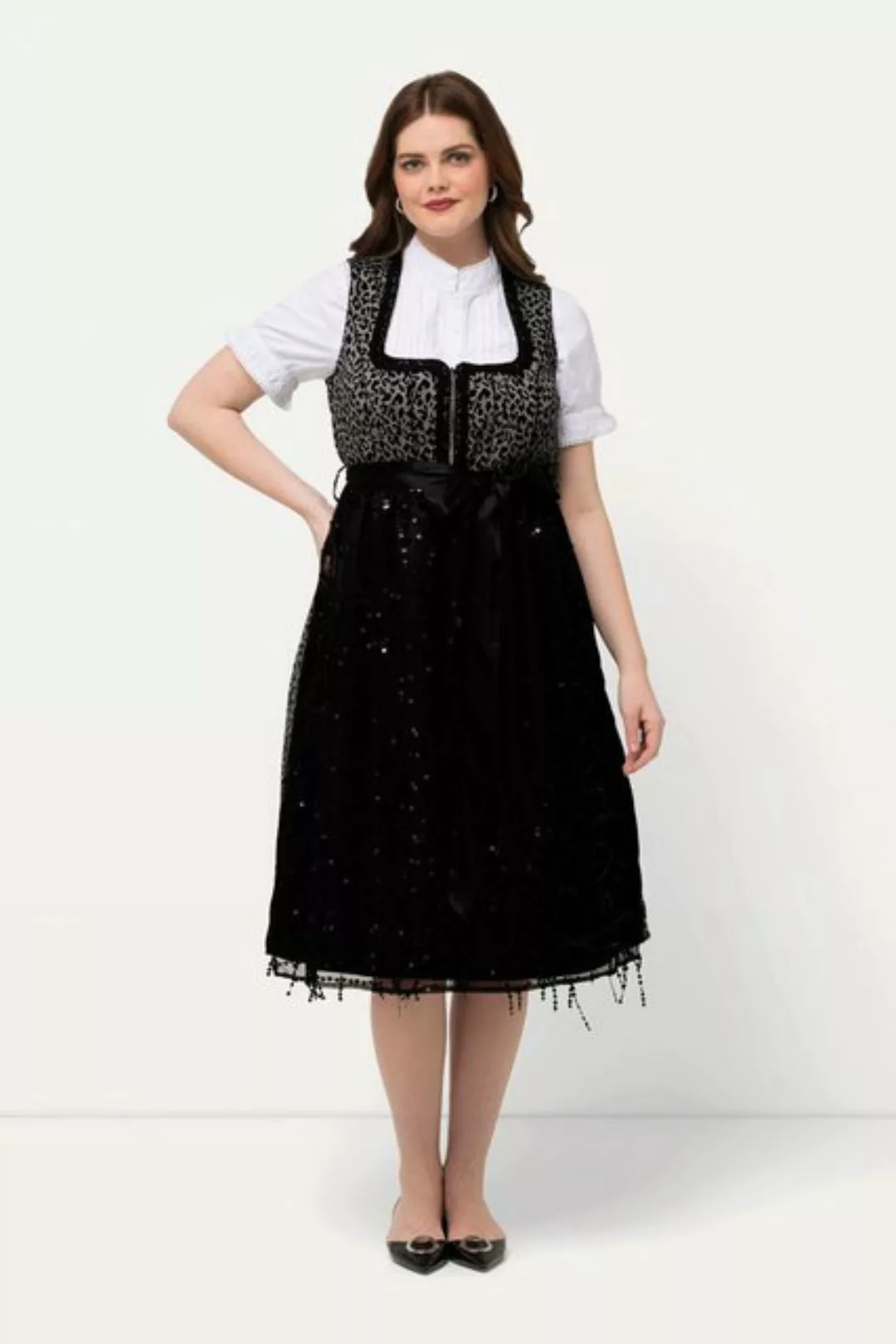 Ulla Popken Dirndl Dirndl Leo-Top Carree-Ausschnitt ärmellos günstig online kaufen