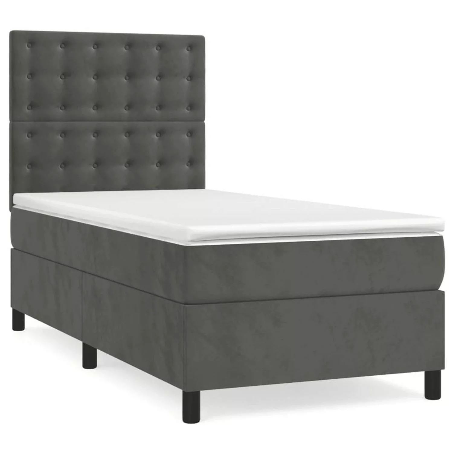 vidaXL Boxspringbett mit Matratze Dunkelgrau 90x190 cm Samt1348656 günstig online kaufen