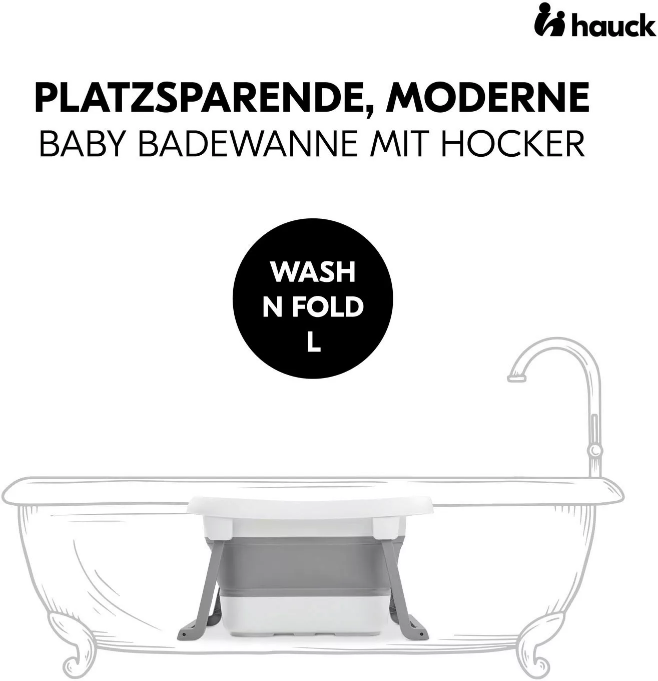 Hauck Babybadewanne »Wash N Fold L, White/Stone«, Faltbadewanne mit Wassert günstig online kaufen