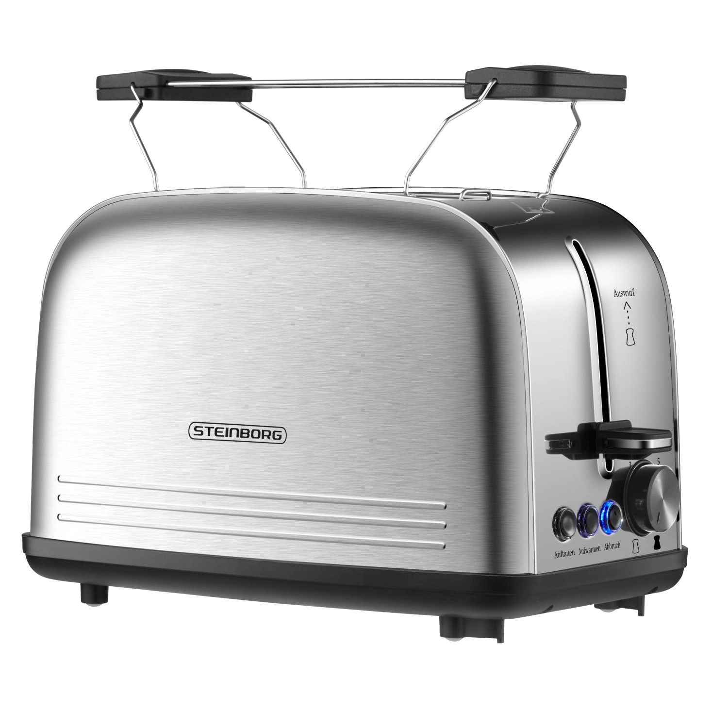 Steinborg SB-2071 2 Scheiben Edelstahl Toaster mit Brötchenaufsatz 850 Watt günstig online kaufen