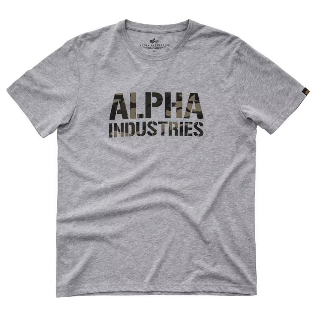 Alpha Industries Camo Print Kurzärmeliges T-shirt S Grey Heather / Woodland günstig online kaufen