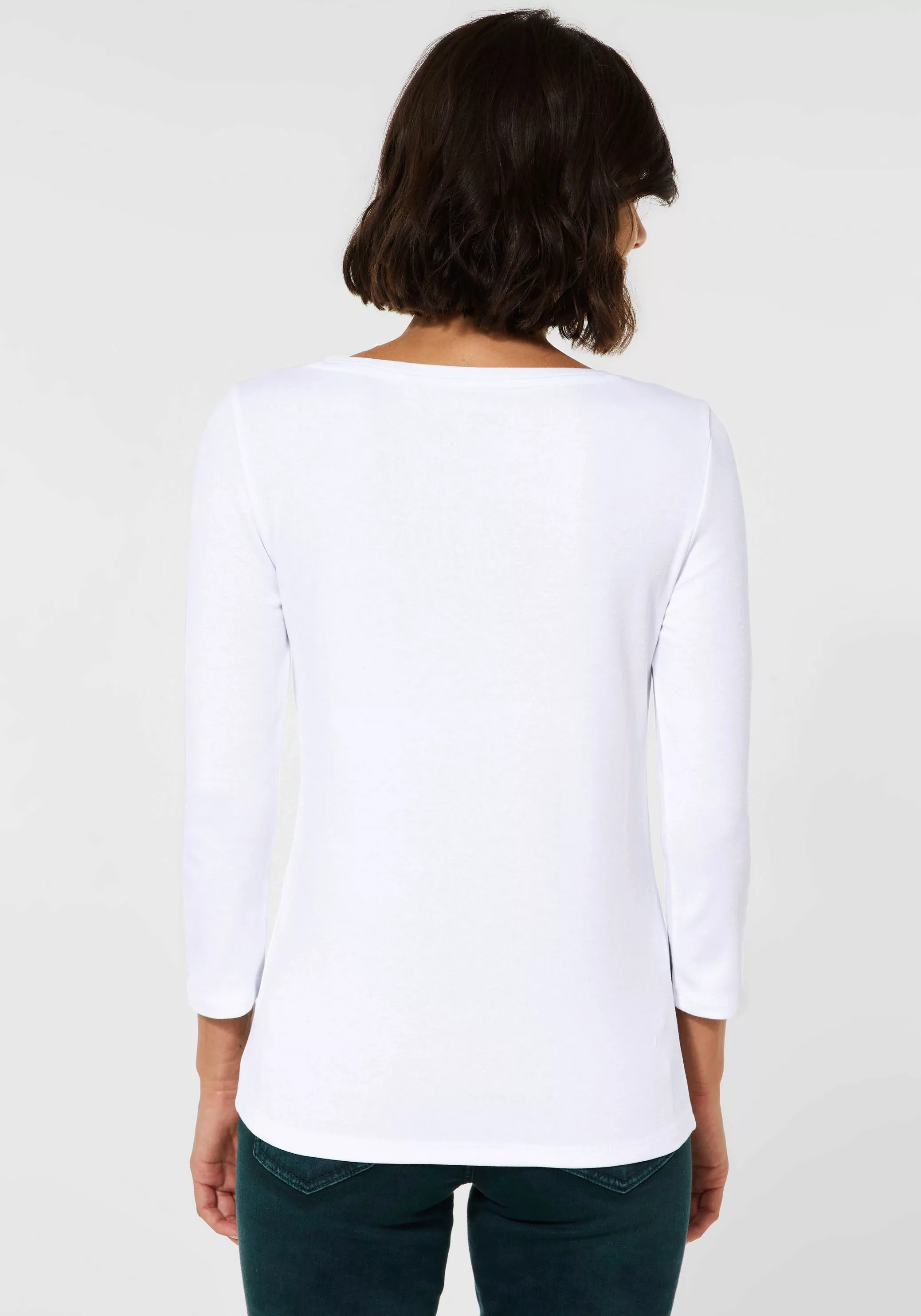 Cecil 3/4-Arm-Shirt Cecil Basic Shirt in Unifarbe in White (1-tlg) Locker g günstig online kaufen