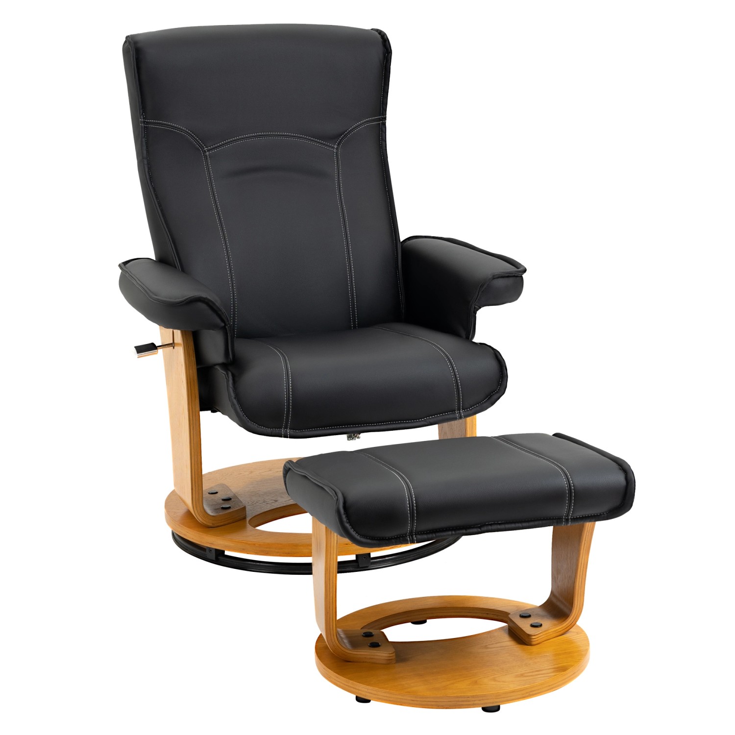HOMCOM Relaxsessel mit Hocker Liegefunktion Drehbar Belastbar Kunstleder Sc günstig online kaufen
