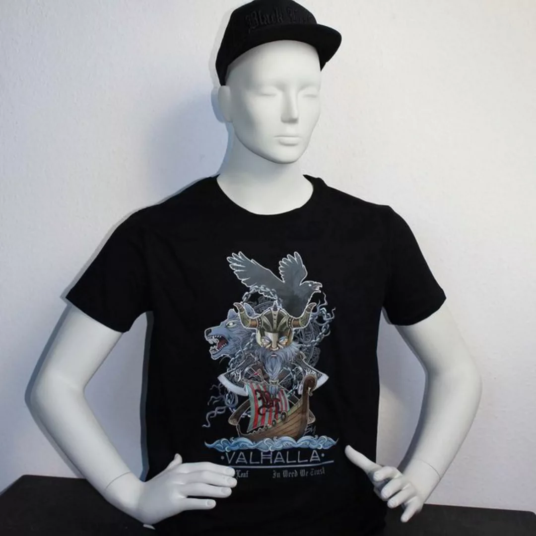 Black Leaf Print-Shirt T-Shirt VALHALLA Original Black Leaf® Logo, Atmugsak günstig online kaufen