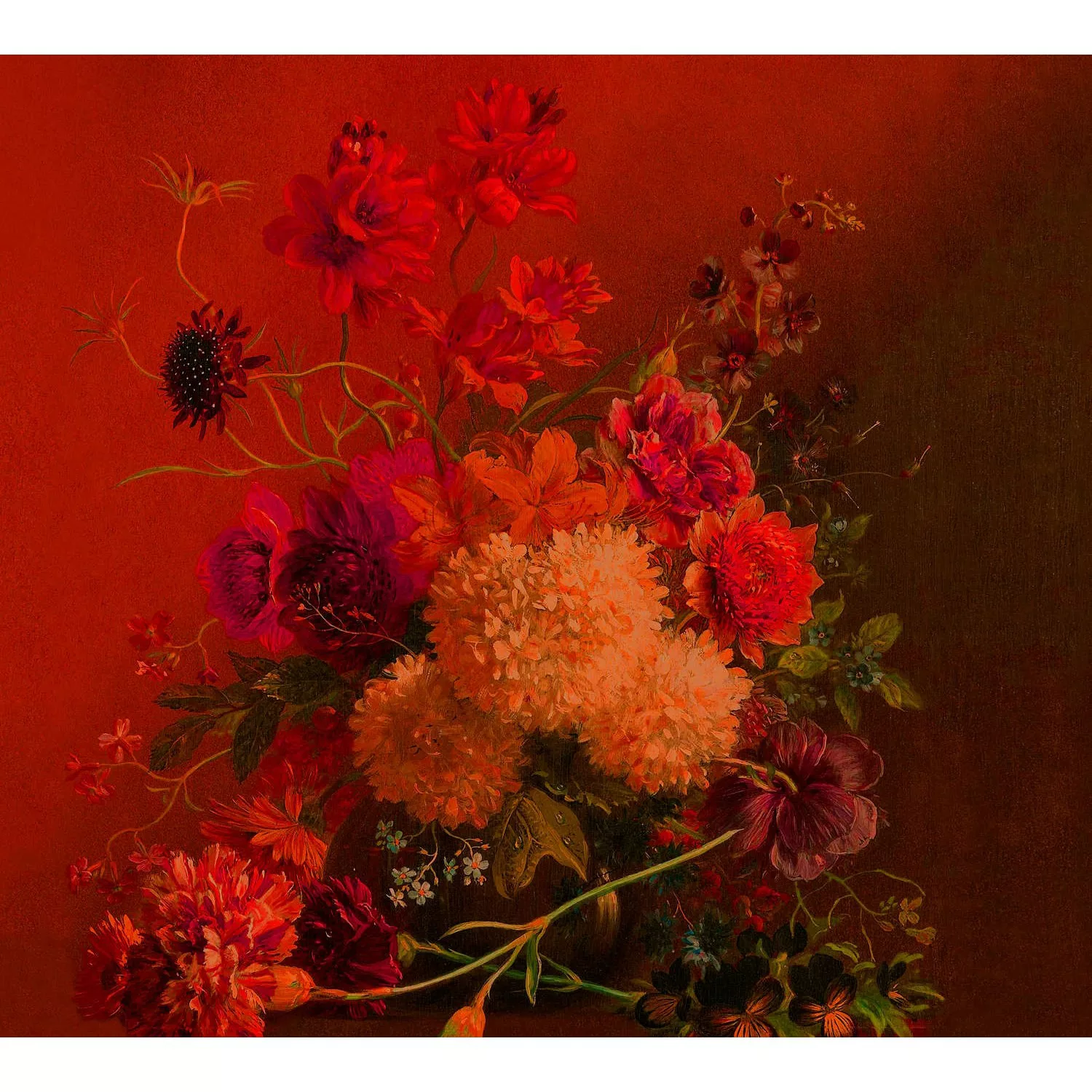 Fototapete Blumenbouquet Orange Rot 3,00 m x 2,70 m FSC® günstig online kaufen