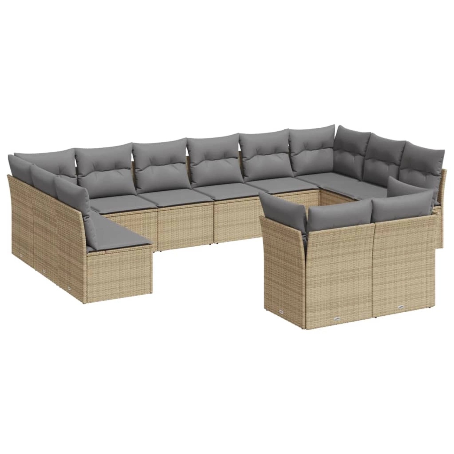 vidaXL 12-tlg Garten-Sofagarnitur mit Kissen Beige Poly Rattan Modell 15 günstig online kaufen