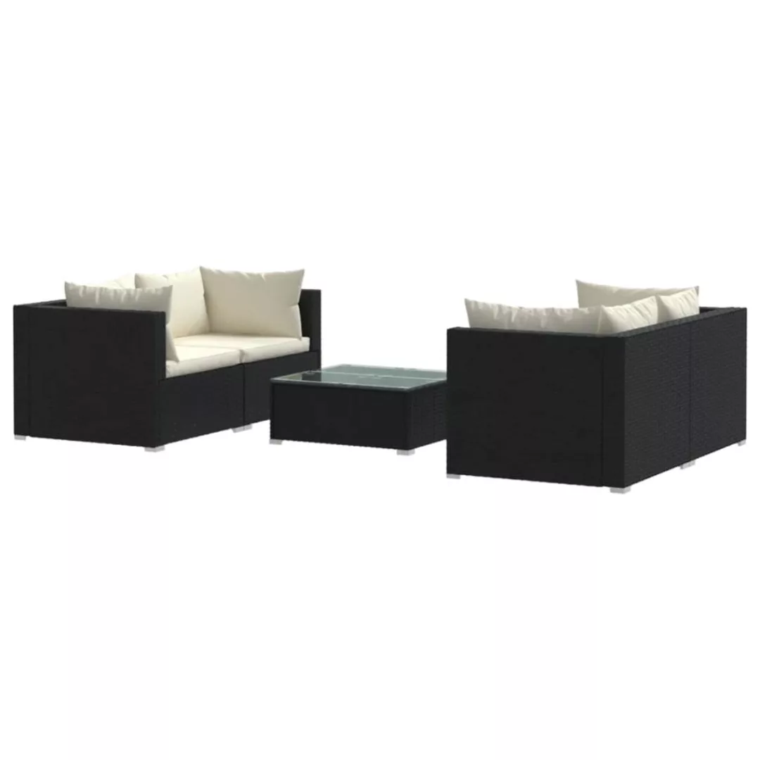 Vidaxl 5-tlg. Garten-lounge-set Mit Kissen Poly Rattan Schwarz günstig online kaufen