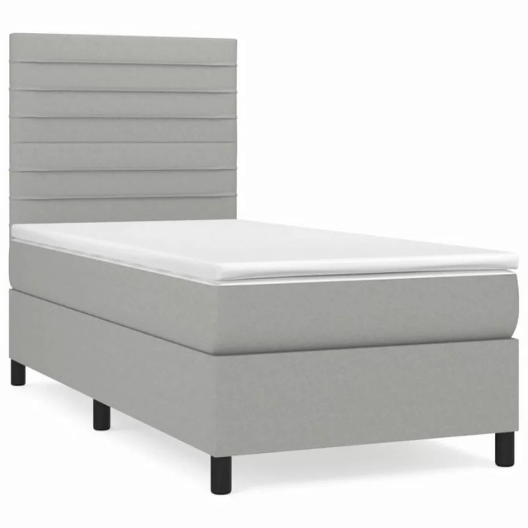 vidaXL Bettgestell Boxspringbett mit Matratze Hellgrau 90x200 cm Stoff Bett günstig online kaufen