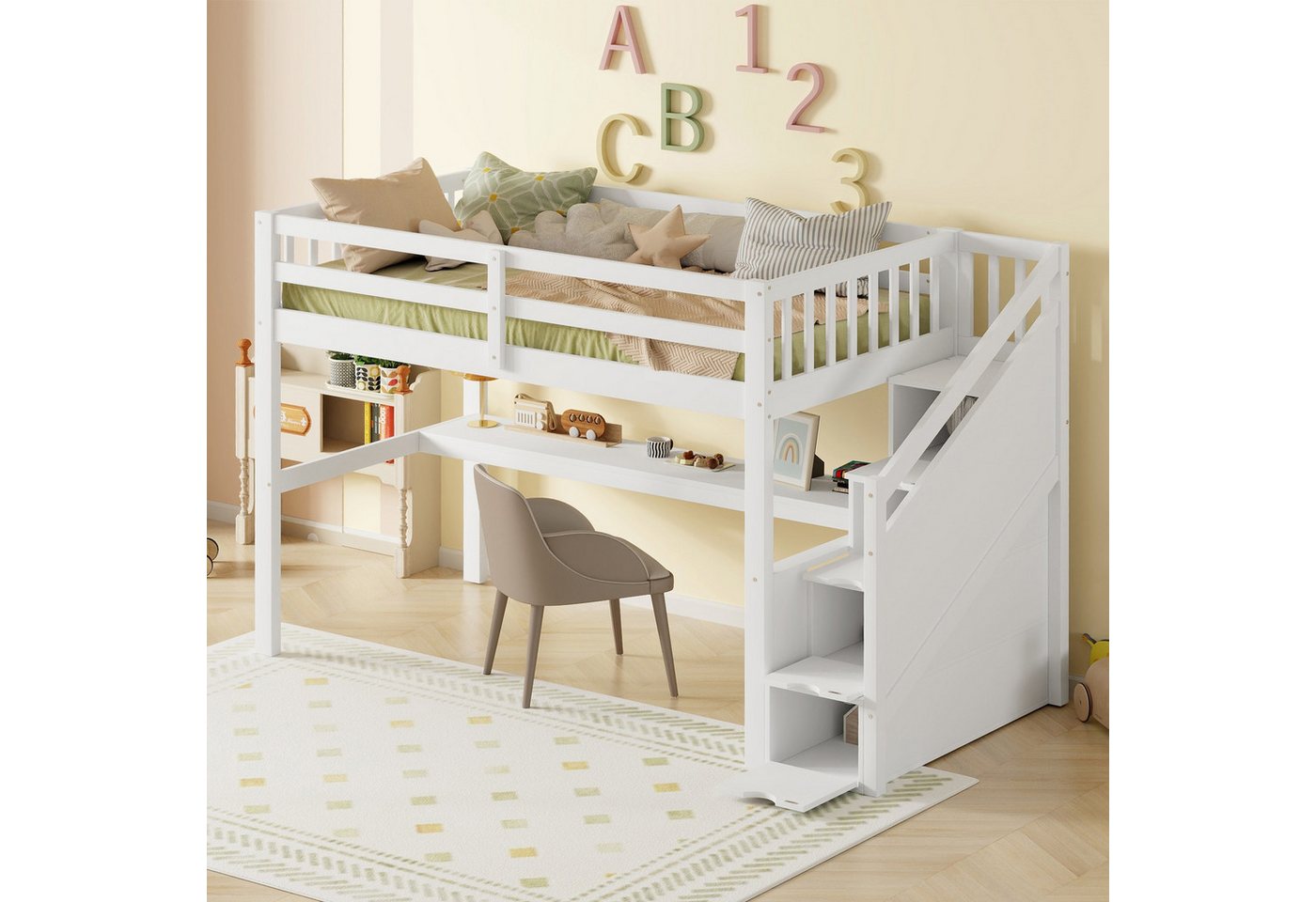 liebtech Babybett 90 x 200 Kinderhochbett, mit Stauraumschubladen und Unter günstig online kaufen