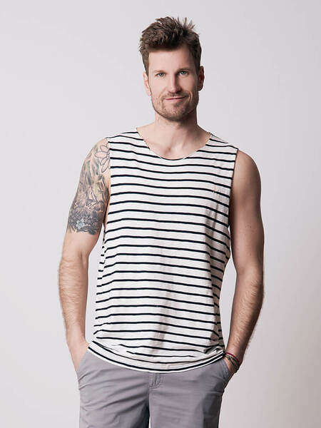 Easy-stripe Muscle Shirt Naturweiss | Schwarz günstig online kaufen