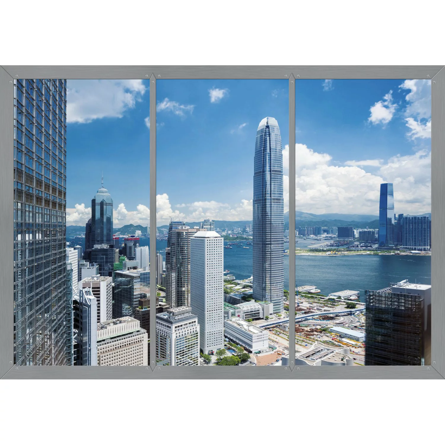 Sanders & Sanders Fototapete Stadtblick Blau und Grau 360 x 254 cm 600396 günstig online kaufen