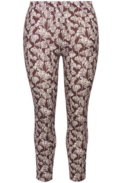 Ulla Popken Lederimitathose Leggings Blätter Zierknöpfe Biobaumwolle günstig online kaufen