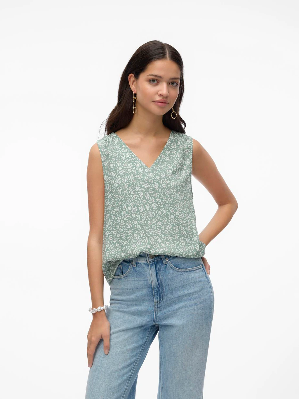 Vero Moda V-Shirt VMEASY JOY S/L V-NECK TOP WVN GA günstig online kaufen