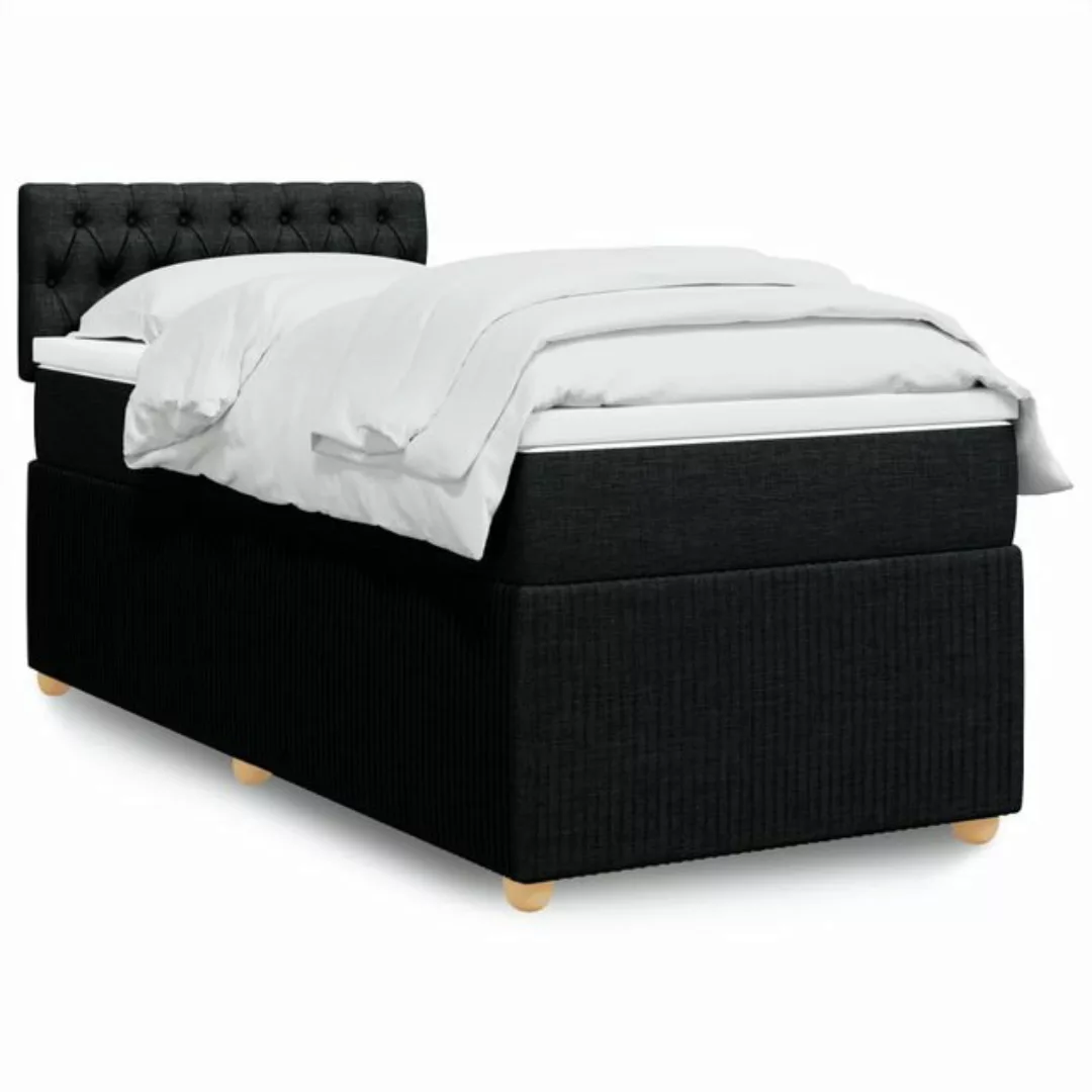 vidaXL Bettgestell Boxspringbett mit Matratze Schwarz 80x200 cm Stoff Bett günstig online kaufen