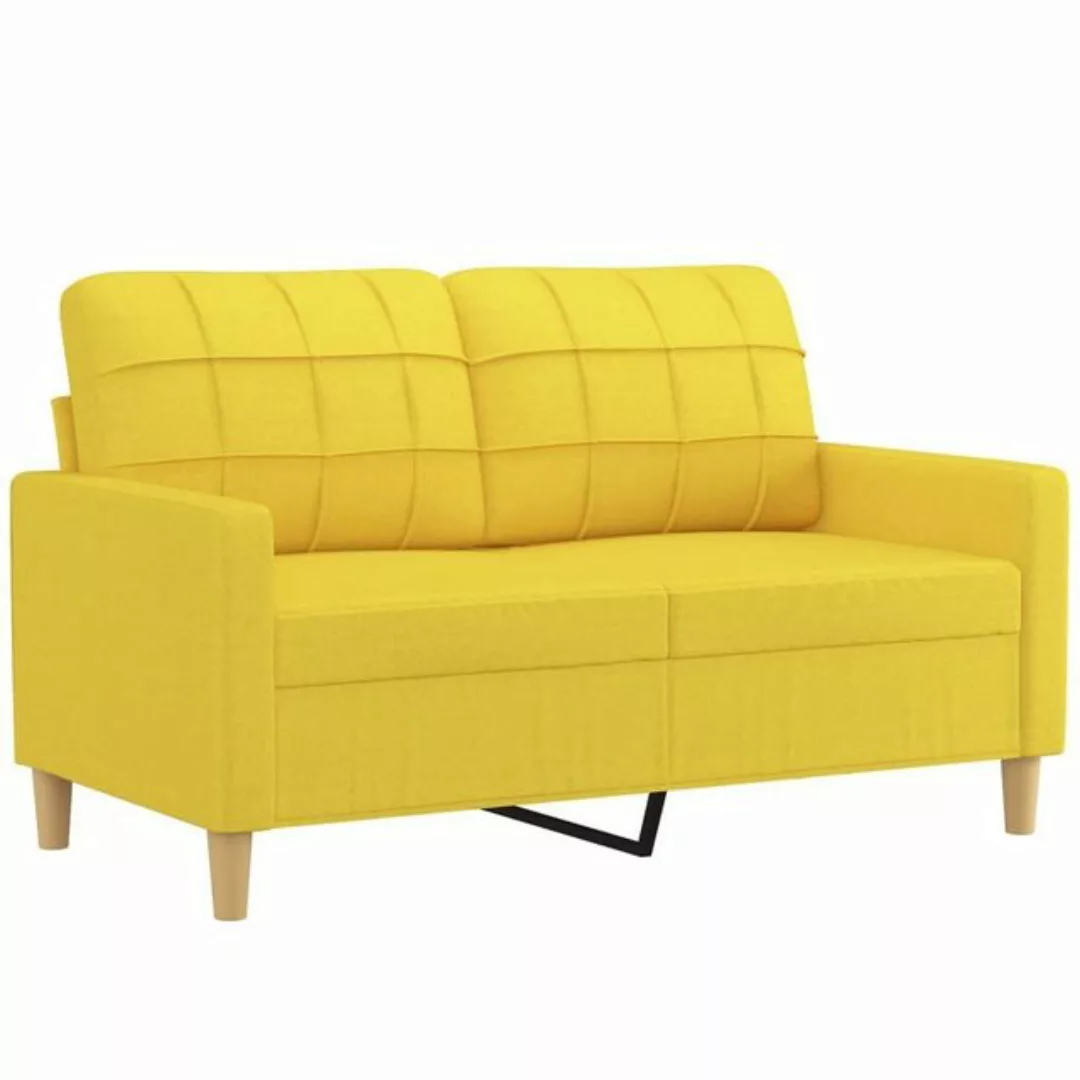 vidaXL Sofa 2-Sitzer Sofa Couch Möbel Hellgelb 120 cm Stoff günstig online kaufen