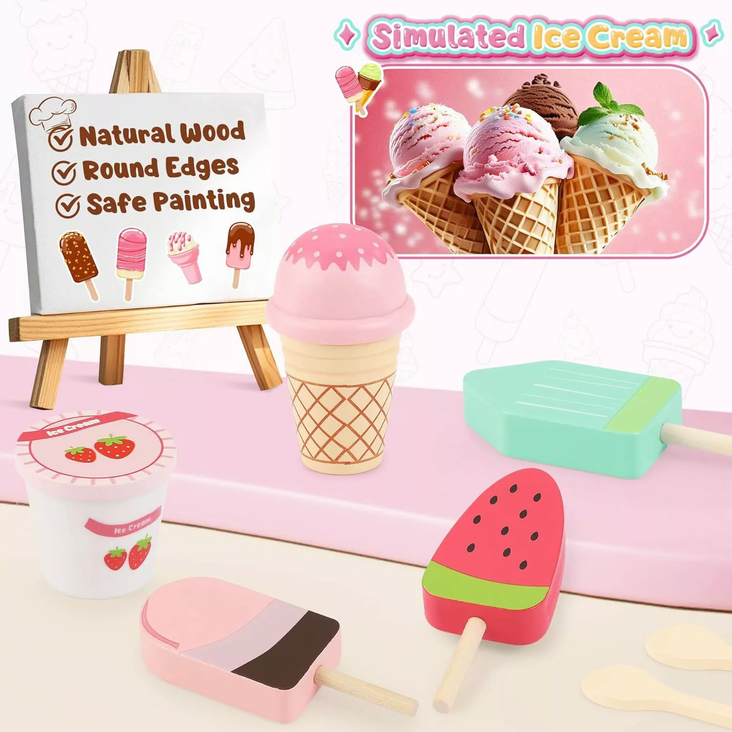 POPOLIC Spielküche Eisdiele Kinder Holz, Kaufladen günstig online kaufen