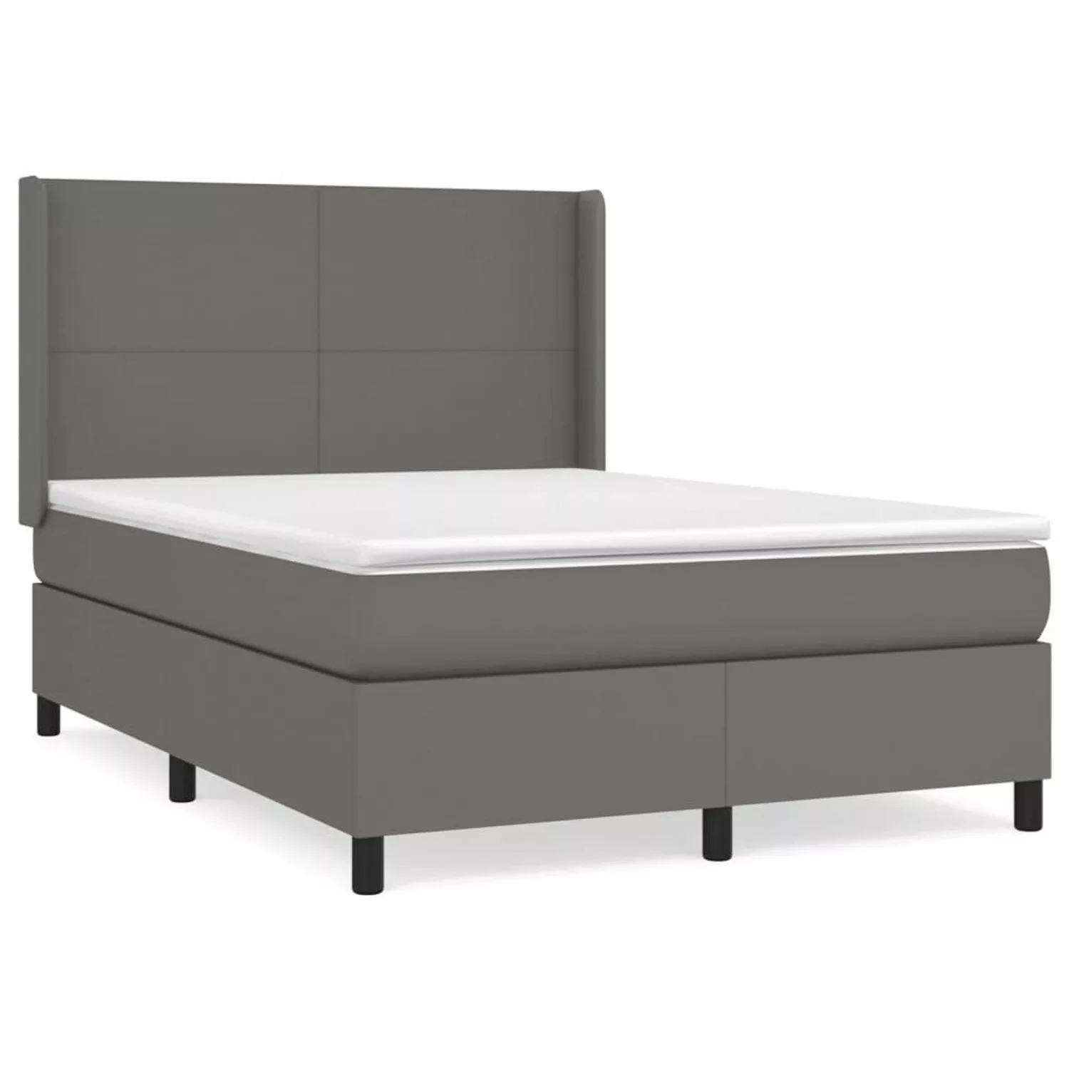 vidaXL Boxspringbett mit Matratze Grau 140x200 cm Kunstleder1469658 günstig online kaufen