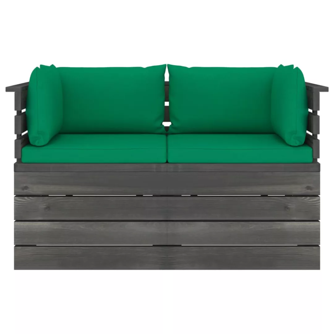 Garten-palettensofa 2-sitzer Mit Kissen Kiefer Massivholz günstig online kaufen