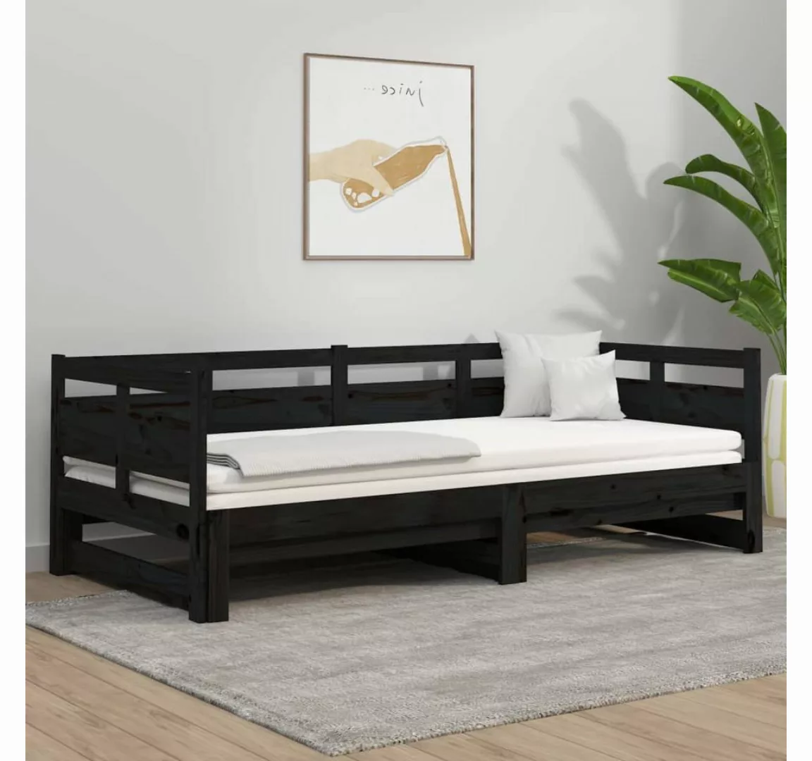 vidaXL Gästebett Tagesbett Gästebett Ausziehbar Schwarz Massivholz Kiefer 2 günstig online kaufen