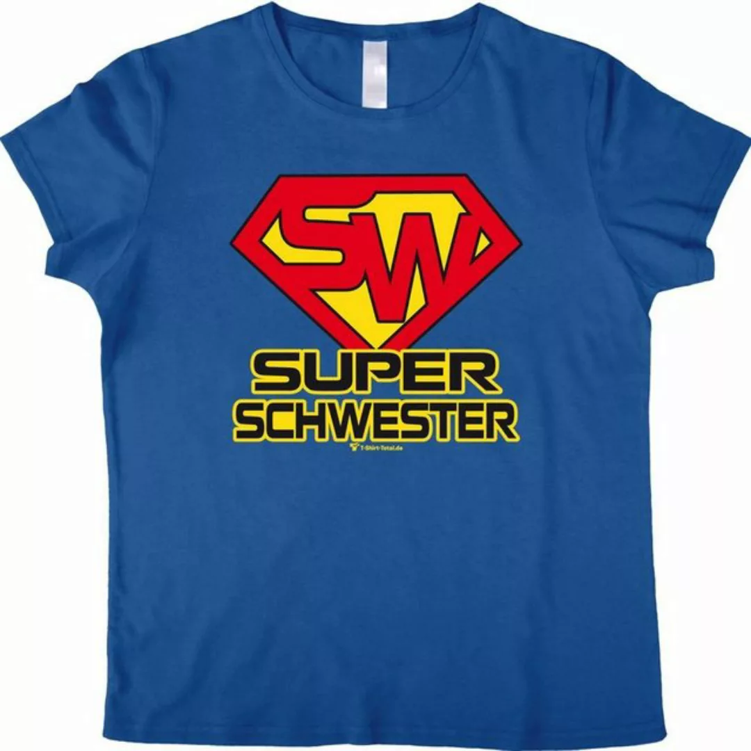 T-Shirt Total T-Shirt Blaues Damenshirt "Super Schwester" - Geschenkidee günstig online kaufen