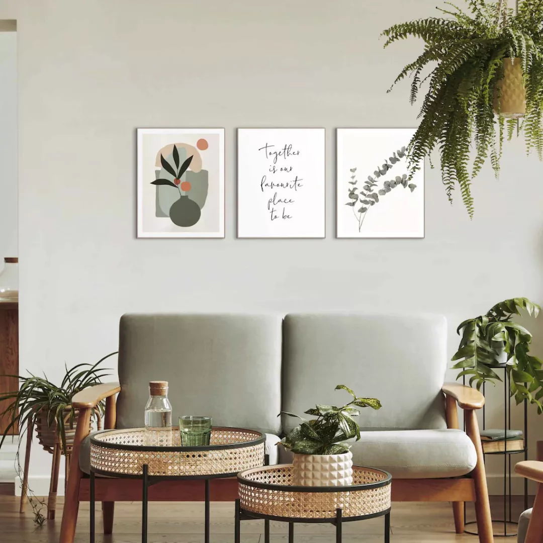 Reinders! Wandbild »Trendy zusammen Natur - Abstrakt - Blumen - Formen«, (3 günstig online kaufen