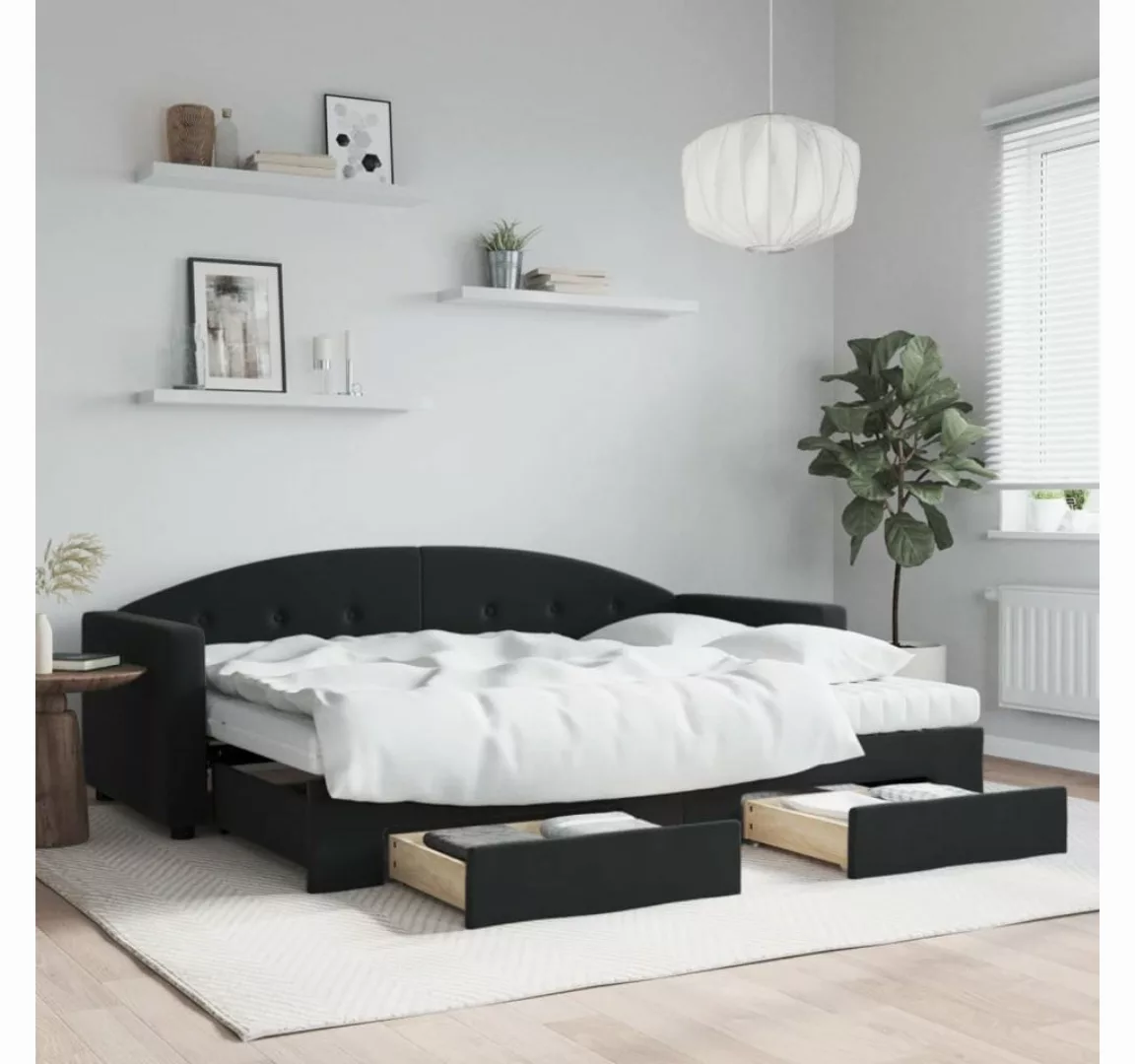 vidaXL Gästebett Gästebett Tagesbett Ausziehbar mit Schubladen Schwarz 80x2 günstig online kaufen