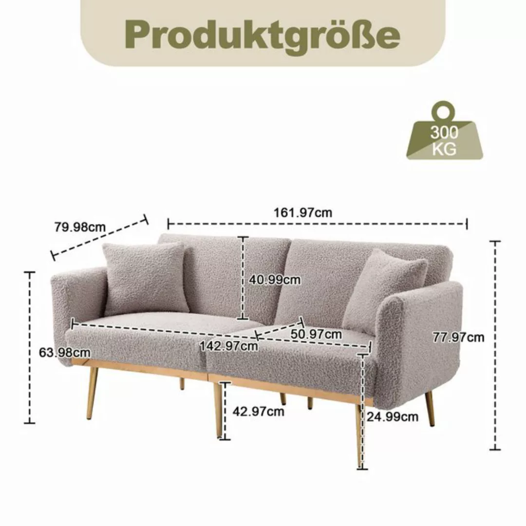 Powerwill Schlafsofa 3-Sitzer-Designsofa aus weichem Samt, Dreisitzer mit B günstig online kaufen