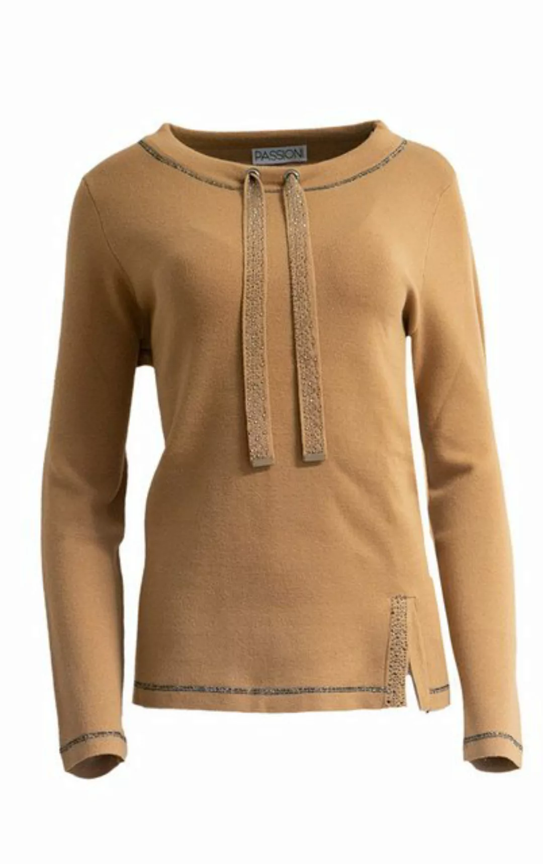 Passioni Strickpullover in Camel, in leicht lockerer Passform, mit Strass-Z günstig online kaufen