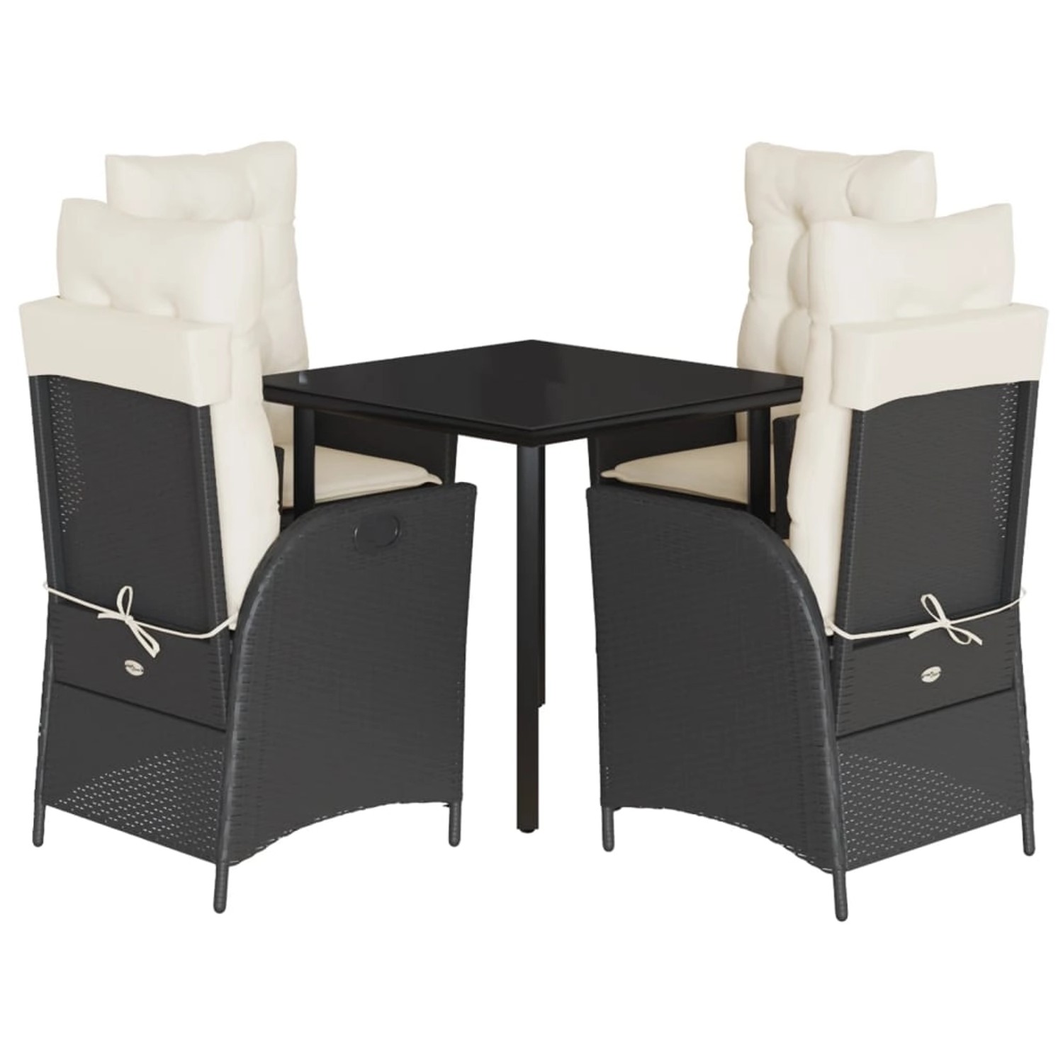 vidaXL 5-Tlg Garten-Essgruppe mit Kissen Schwarz Poly Rattan 3213165 günstig online kaufen