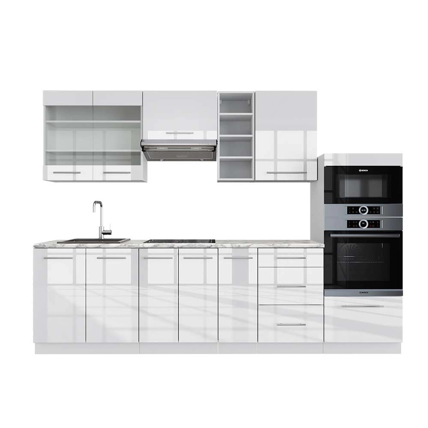 Vicco Küchenzeile R-Line, Weiß/Anthrazit, 300 cm, günstig online kaufen