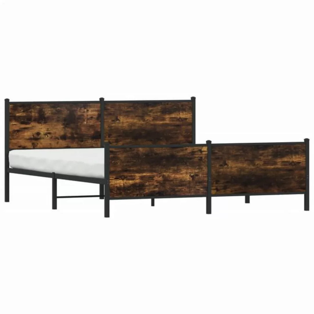 vidaXL Bett Metallbett ohne Matratze Räuchereiche 183x213 cm günstig online kaufen