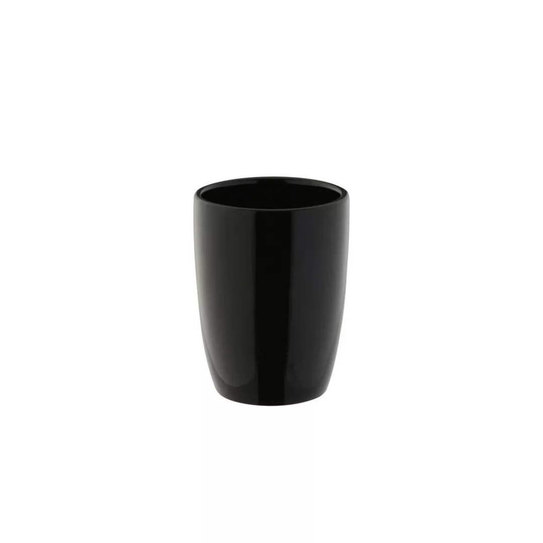 Zahnputzbecher schwarz Keramik B/H/L/D: ca. 7,5x10x7,5x9 cm günstig online kaufen