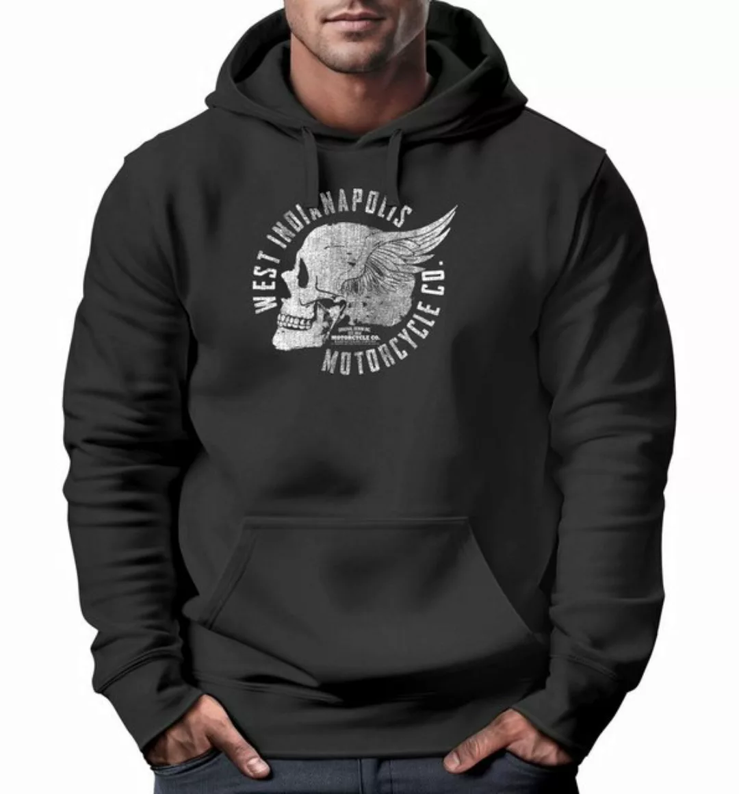 Neverless Hoodie Hoodie Herren Sweatshirt Motorrad Biker Totenkopf Skull Wi günstig online kaufen