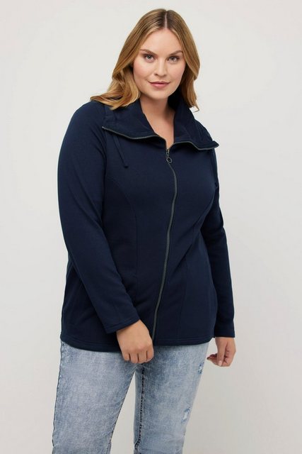 Ulla Popken Sweatjacke Sweatjacke drapierter Stehkragen günstig online kaufen