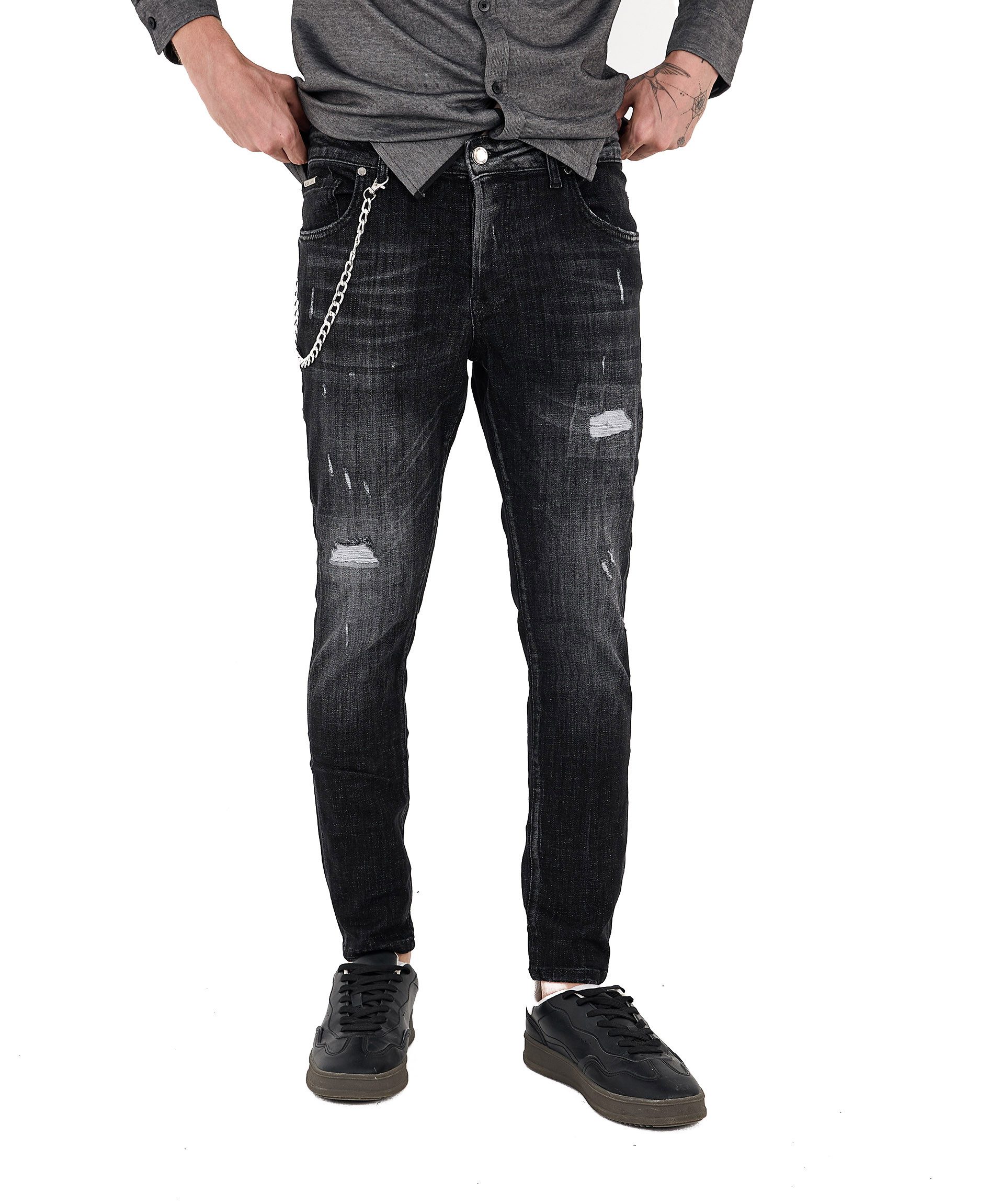 Denim Distriqt Skinny-fit-Jeans Destroyed Herren Jeans günstig online kaufen