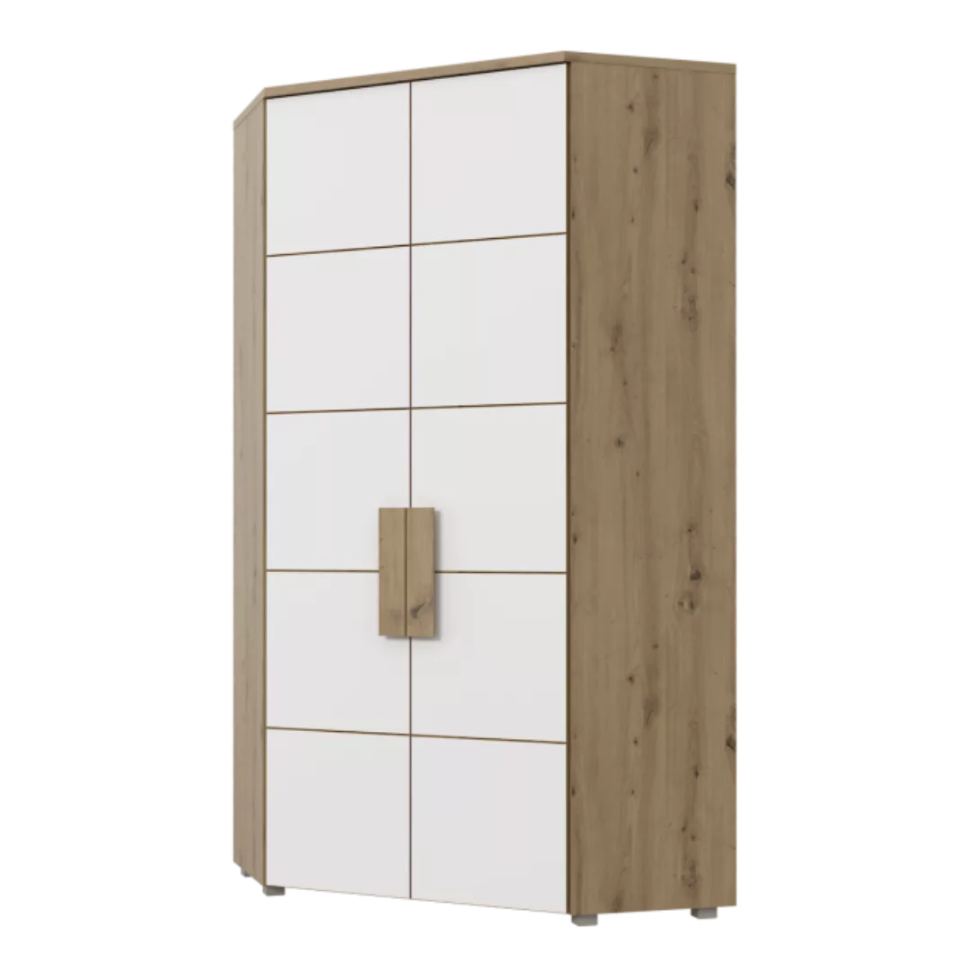 Eck-Kleiderschrank 100 cm breit ARKINA Artisan Eiche / Weiß günstig online kaufen