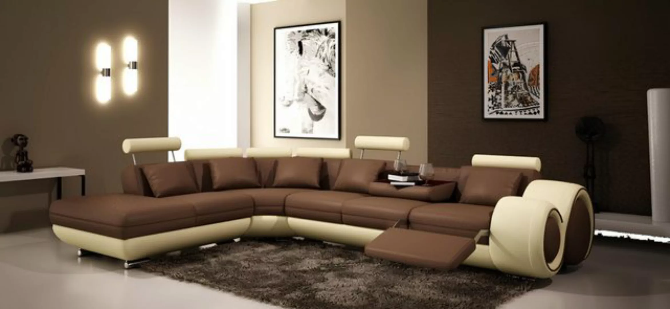 Xlmoebel Sofa Ledersofa Eckcouch Wohnlandschaft Ecksofa Eckgarnitur Design günstig online kaufen